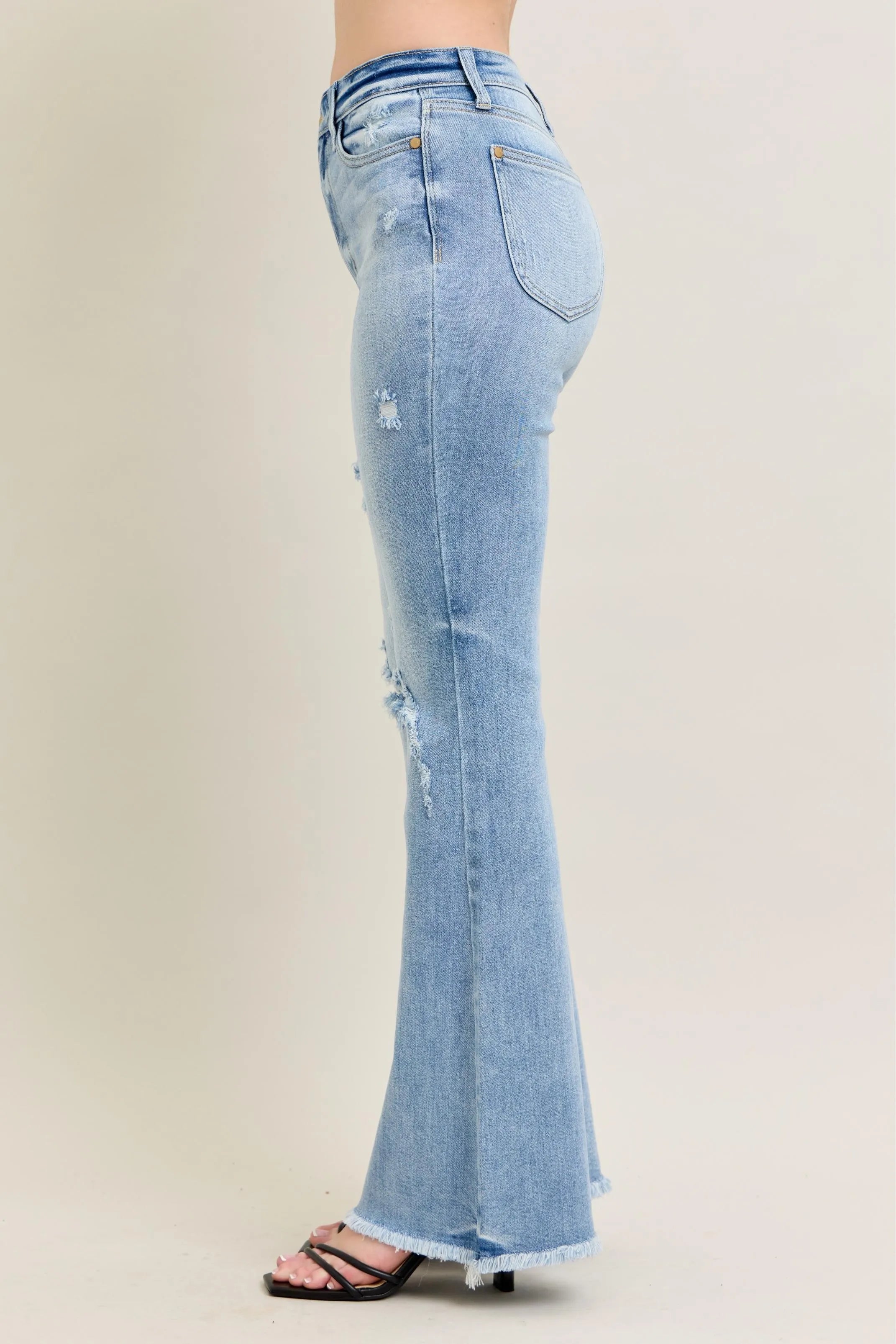 Judy Blue Full Size Hw Flare Jeans W/ Shield Pockets Plus Size OutfitFlow