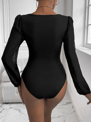 Perfee Sweetheart Neck Long Sleeve Bodysuit