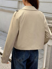 Cropped Double-Breasted Raglan Sleeve Jacket Trendsi