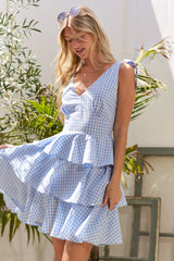 Jade By Jane Full Size Gingham Tiered Mini Dress Plus Size OutfitFlow