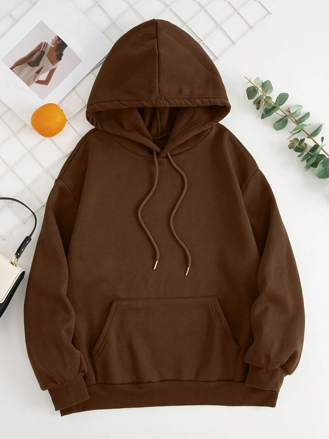 Drawstring Dropped Shoulder Hoodie OutfitFlow