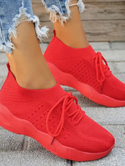 Mesh Round Toe Flat Athletic Sneakers