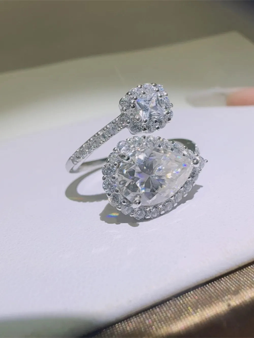 2 Carat Moissanite 925 Sterling Silver Bypass Ring OutfitFlow
