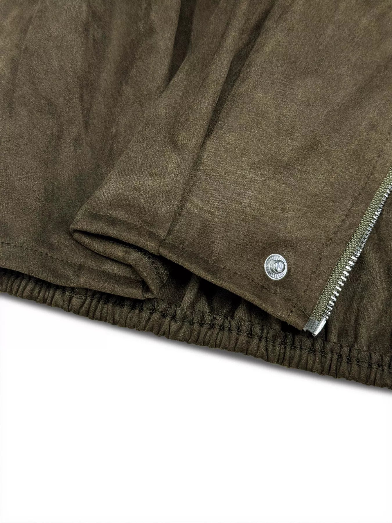 Plus Size Suede Cropped Bomber Jacket OutfitFlow