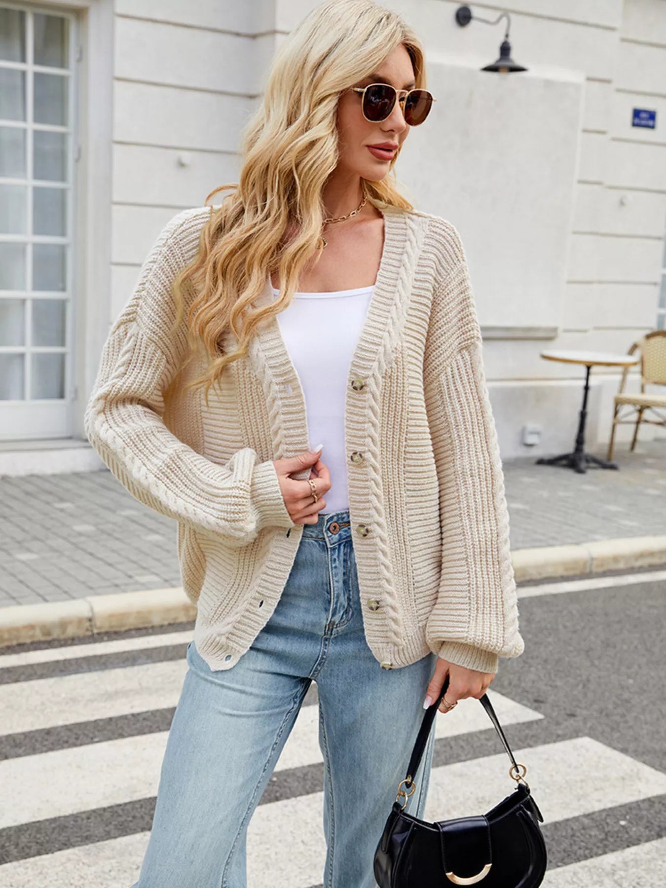 Button Up Long Sleeve Cardigan OutfitFlow