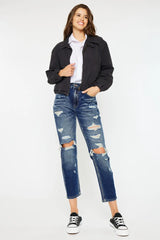 Kancan High Rise Distressed Mom Fit Jeans OutfitFlow