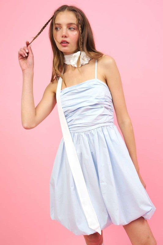 Mittoshop Ruched Detail Bubble Hem Mini Dress OutfitFlow
