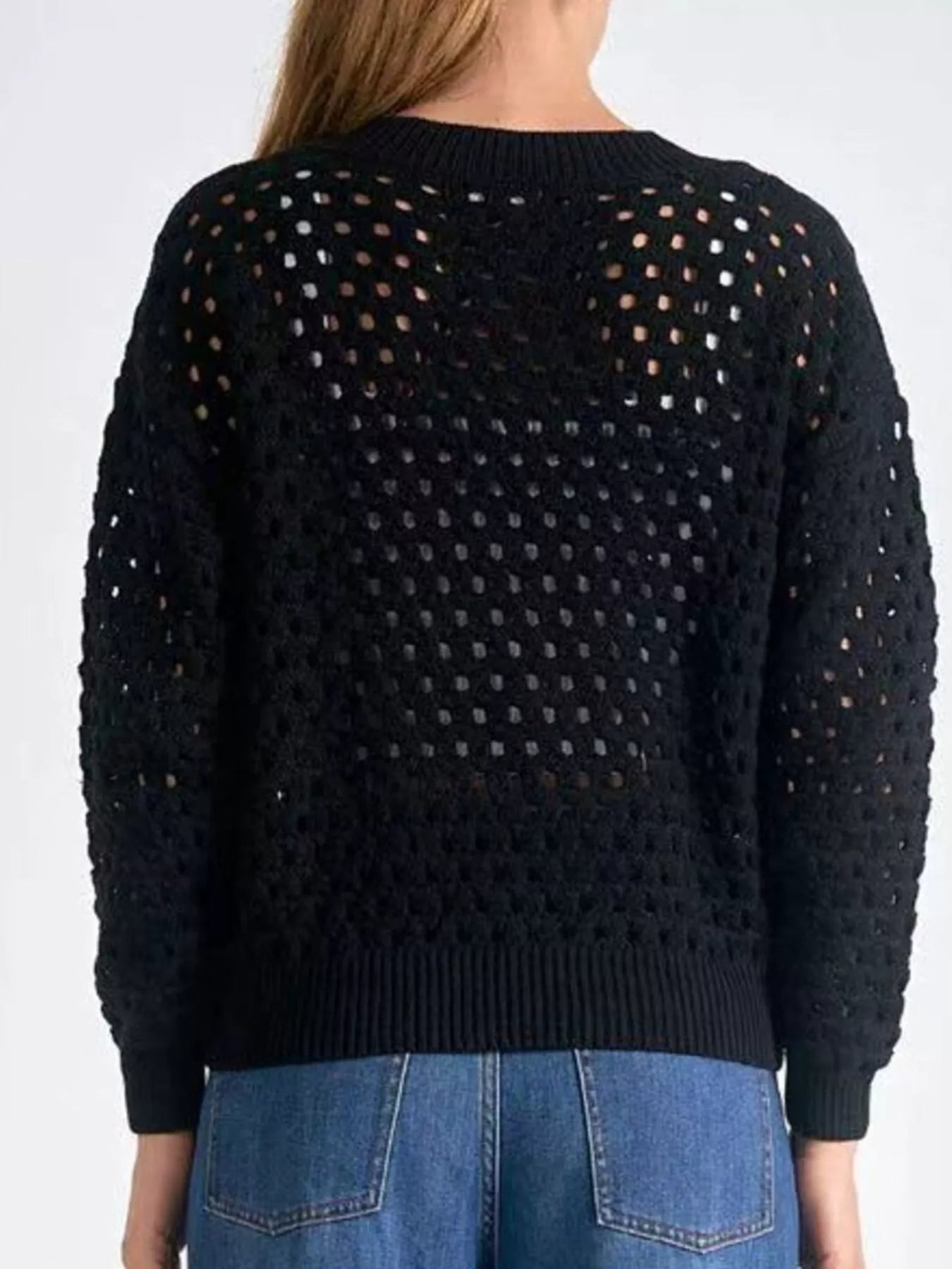 Full Size Zip Up Long Sleeve Cardigan with Eyelet Detail Plus Size OutfitFlow