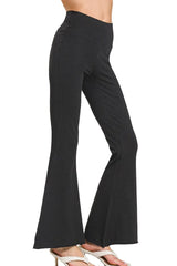 Zenana Raw Edge Hem Flare Yoga Pants OutfitFlow