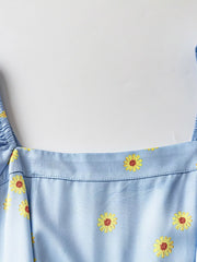 Daisy Print Puff Sleeve Tiered Maxi Dress OutfitFlow