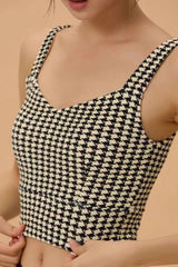 Crisscross Back Houndstooth Active Bra OutfitFlow