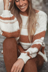 Outfit Flow - Striped Round Neck Dropped Shoulder Sweater