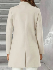 Single-Breasted Stand Collar Coat with Pocket OutfitFlow
