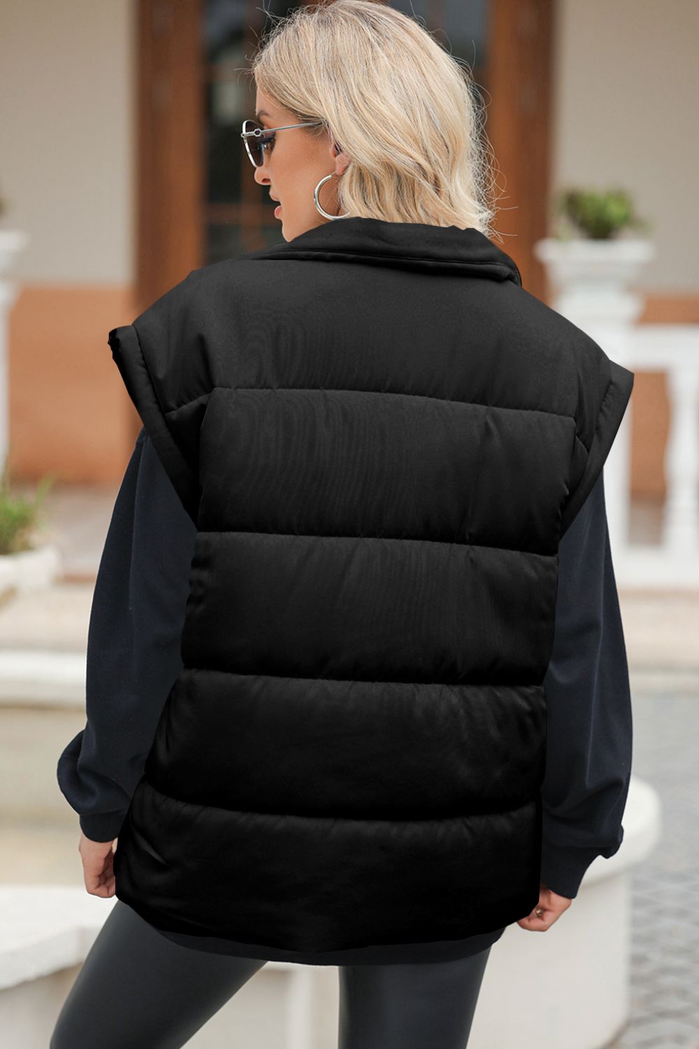 Outfit Flow - Zip Up Puffer Vest Coat with Pockets