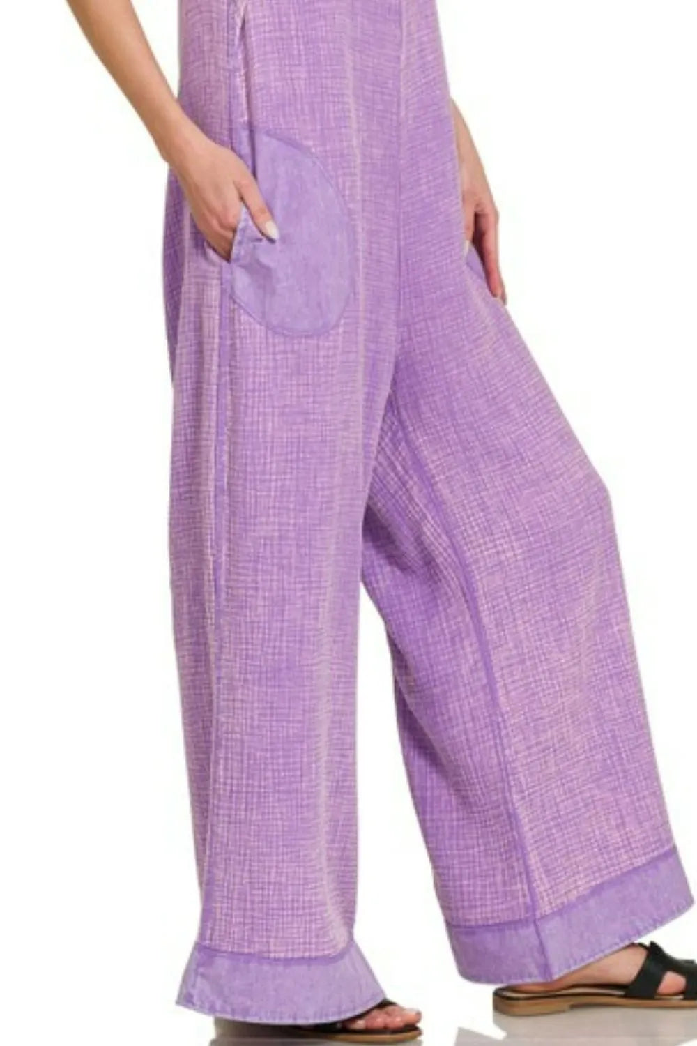 Zenana Double Gauze Washed Wide Leg Overalls OutfitFlow