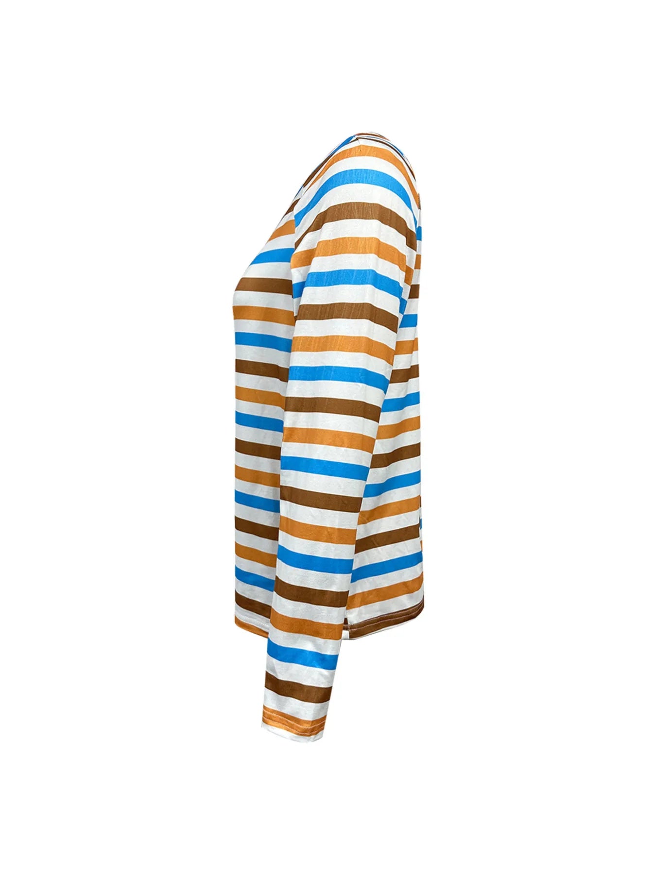Full Size Striped Long Sleeve Casual Top Plus Size OutfitFlow