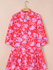 Floral Print Ruffle Hem Shirt Dress OutfitFlow