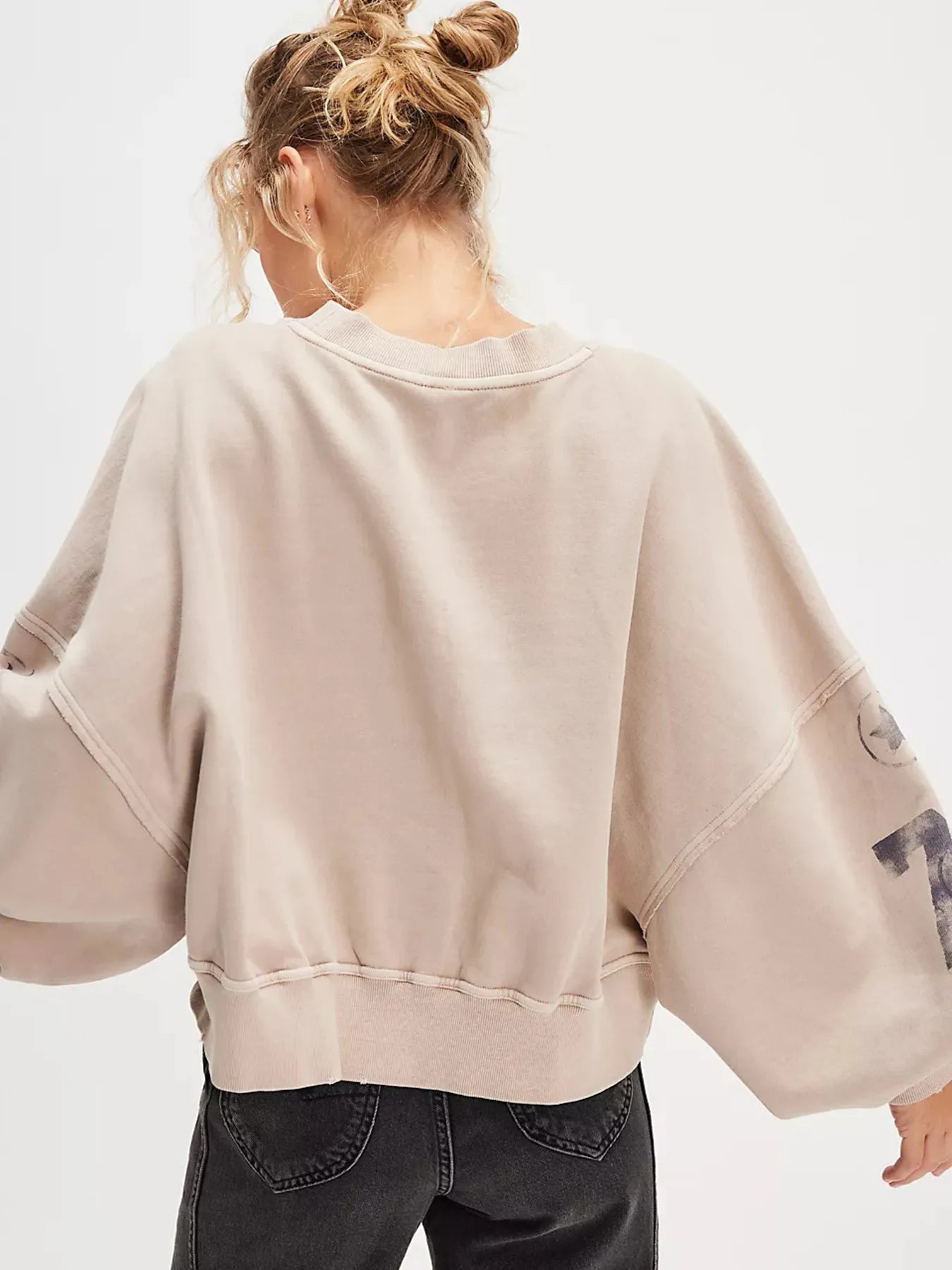 Print Round Neck Oversized Sweatshirt OutfitFlow