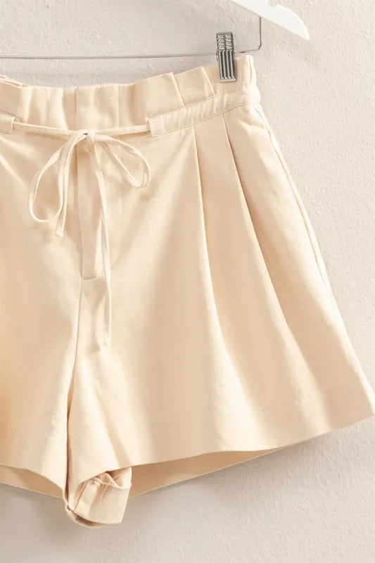 HYFVE High-Waisted Washed Twill Paperbag Shorts OutfitFlow
