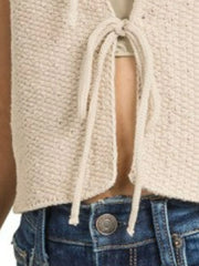 Zenana Tie Front Cropped Sweater Vest Trendsi