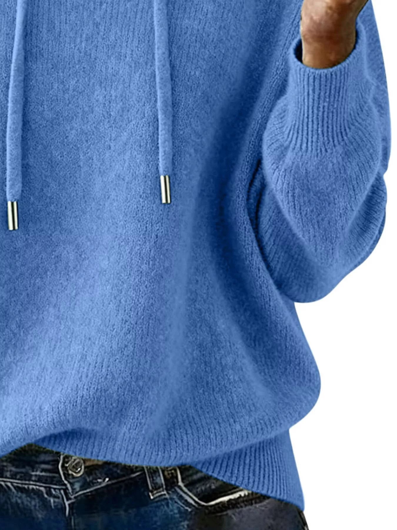 Drawstring Long Sleeve Hooded Sweater Trendsi
