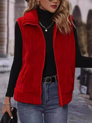 Pocketed Zip Up Vest Coat OutfitFlow