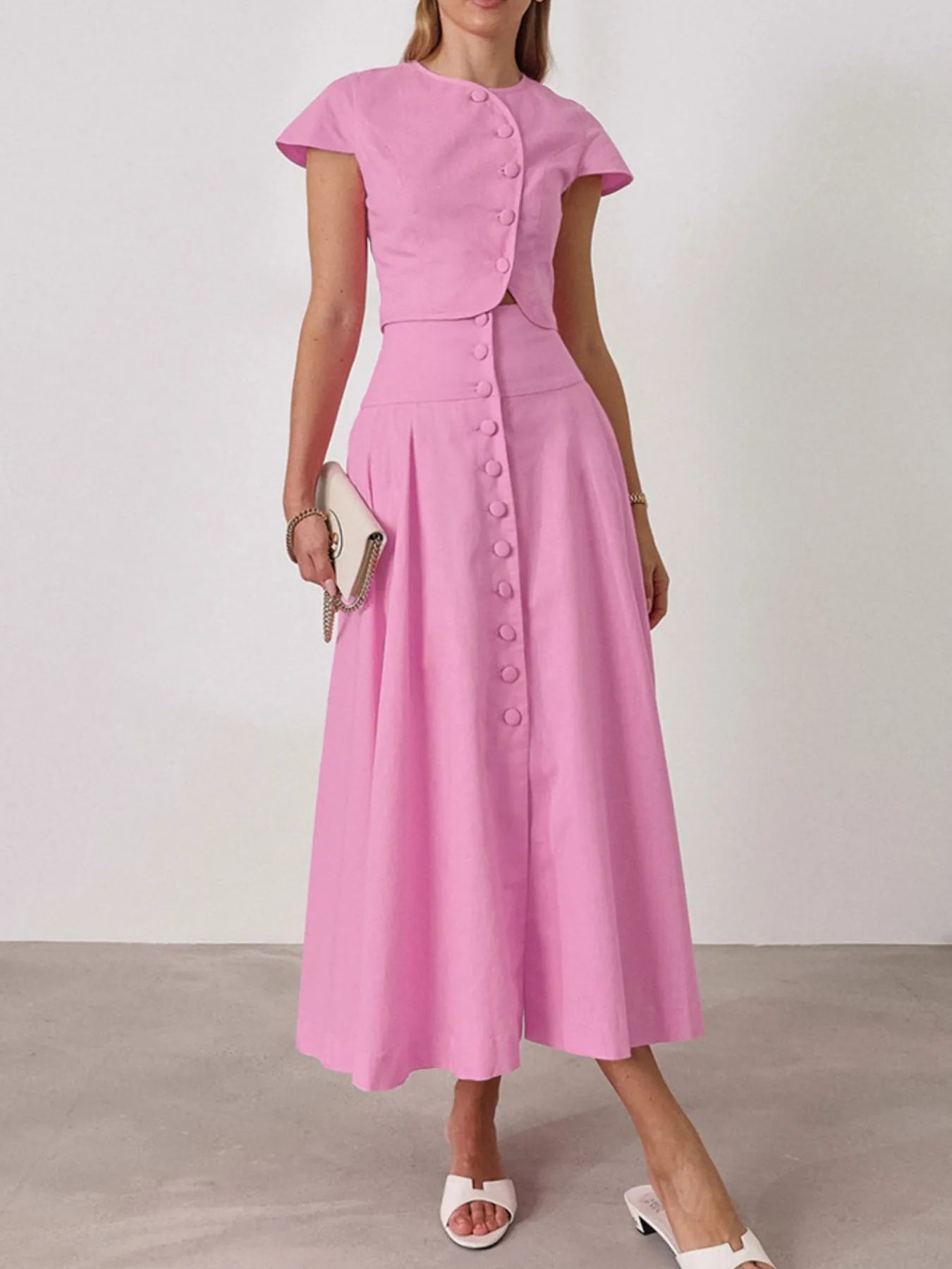 Short Sleeve Top and Skirt set OutfitFlow