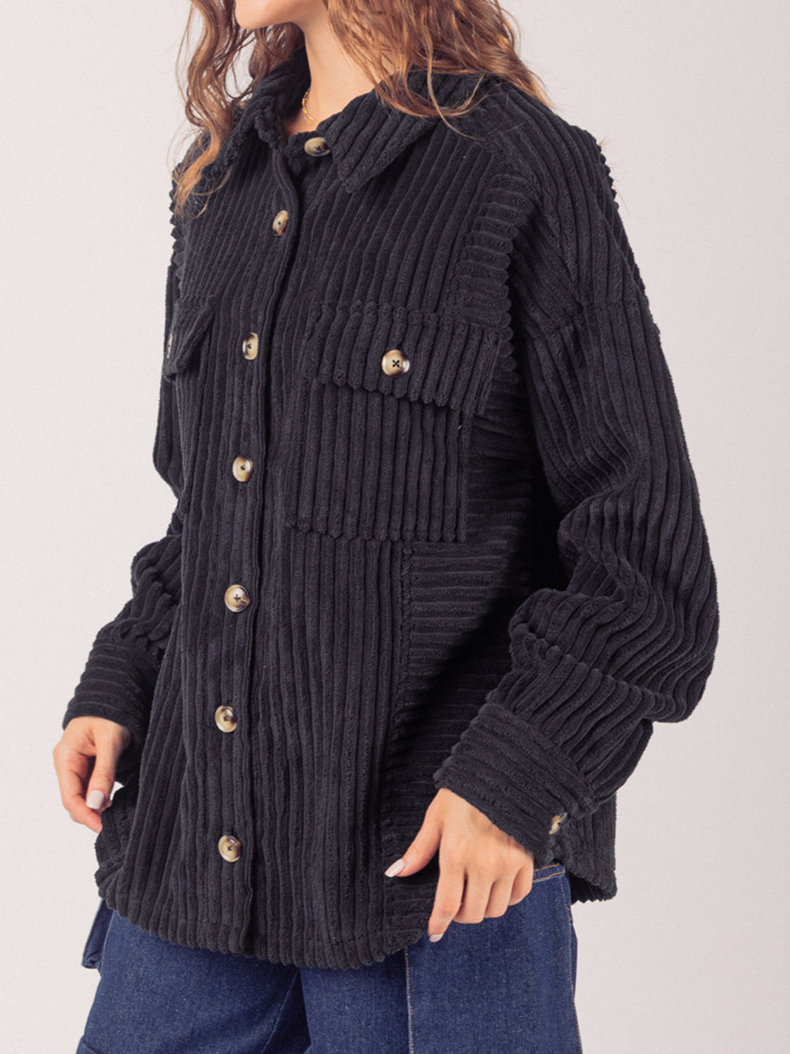 Outfit Flow - Button Up Long Sleeve Corduroy Jacket