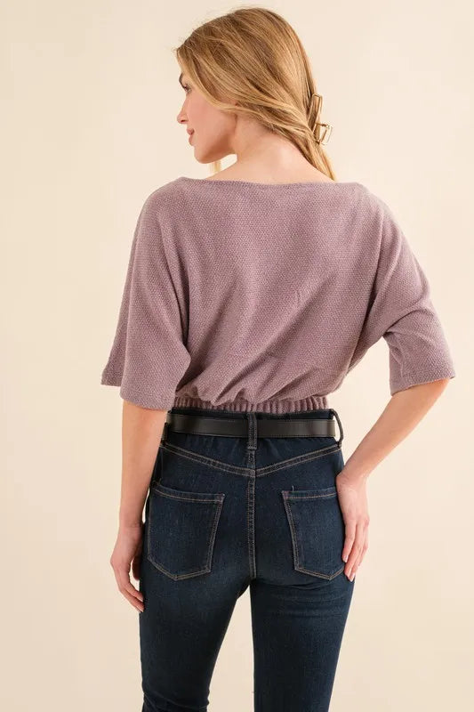 And The Why Thermal Dolman Sleeve Knit Casual Top OutfitFlow