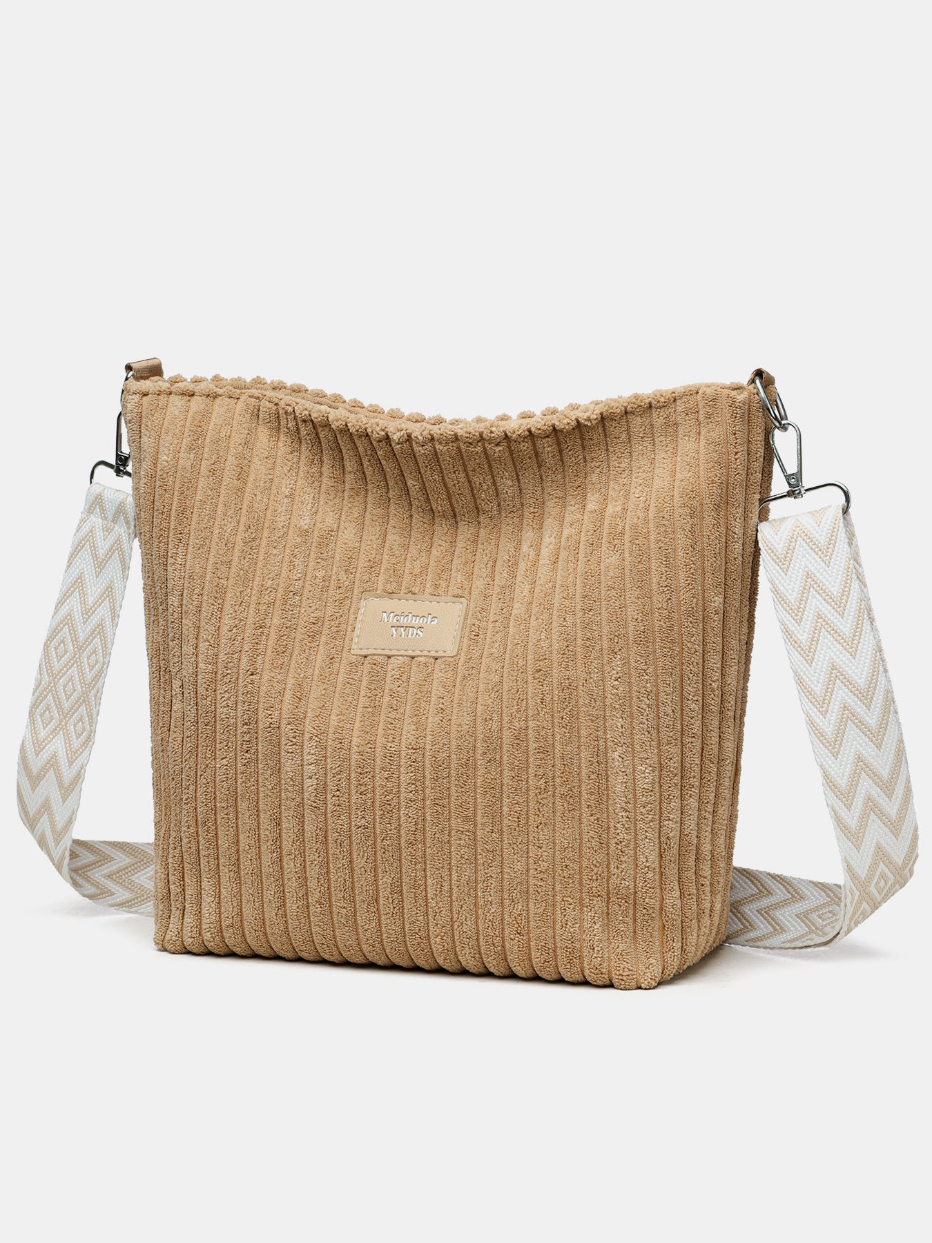Corduroy Solid Color Crossbody Bag with Removable Strap OutfitFlow