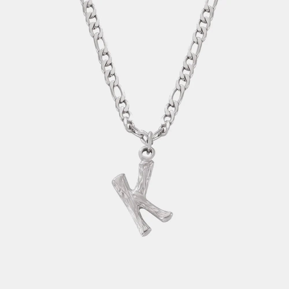 Titanium Steel Letter Pendant Necklace Style K One Size OutfitFlow