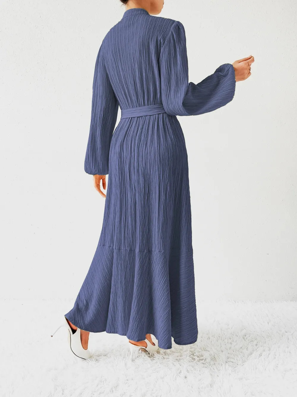 Honey Tie Waist Long Sleeve Dress OutfitFlow