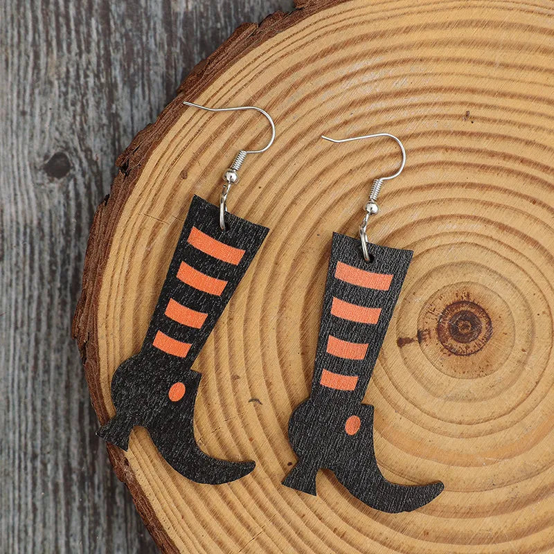 Alloy Wooden Boots Earrings OutfitFlow