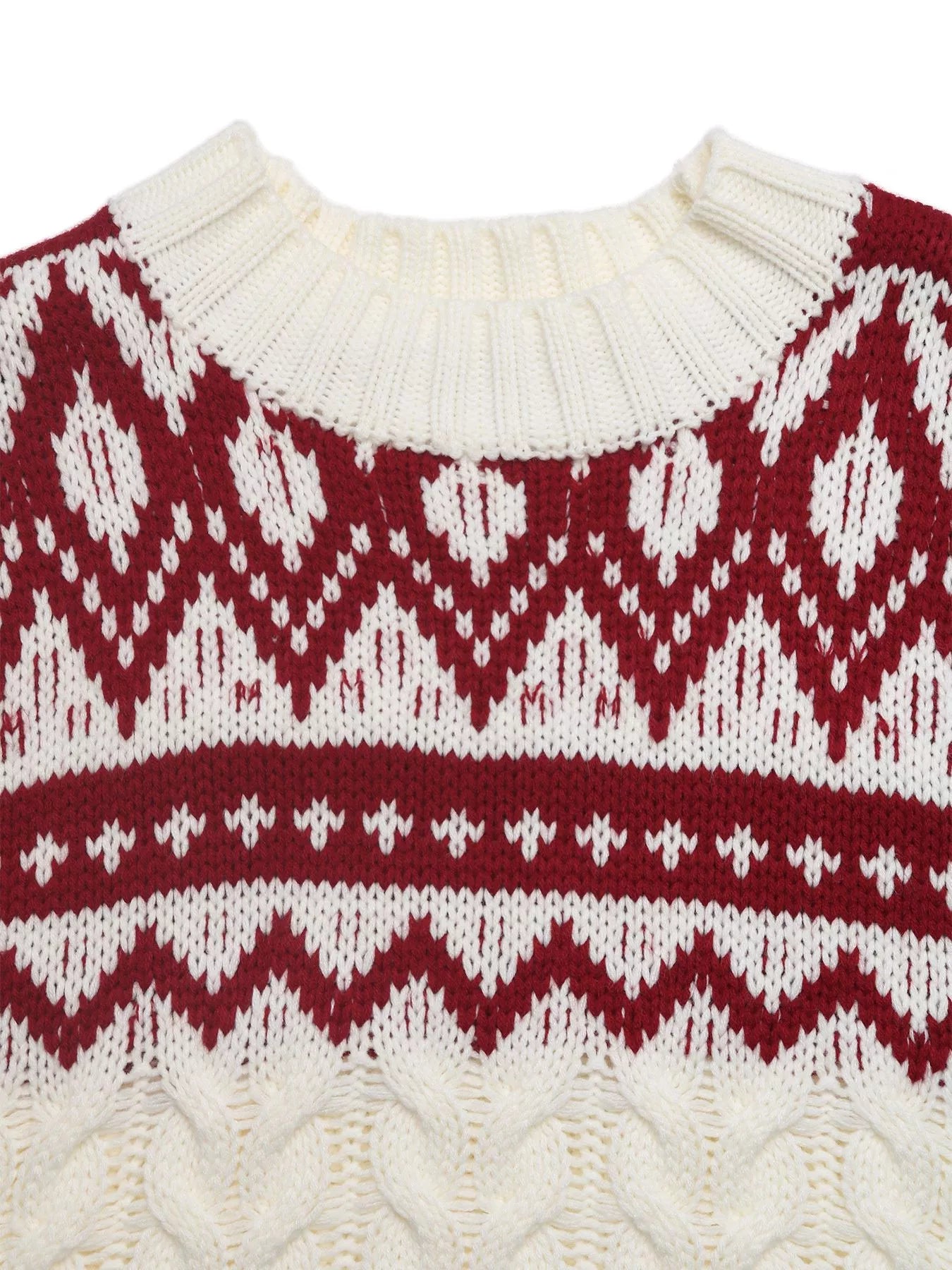 Christmas Cable Knit Long Sleeve Sweater OutfitFlow