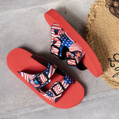 American Flag Patriotic Double Strap Sandals OutfitFlow