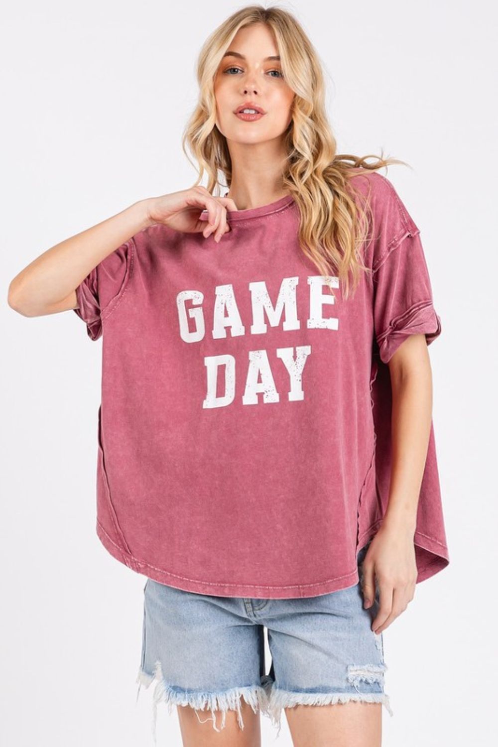 Mittoshop GAME DAY Round Neck Short Sleeve T-Shirt OutfitFlow
