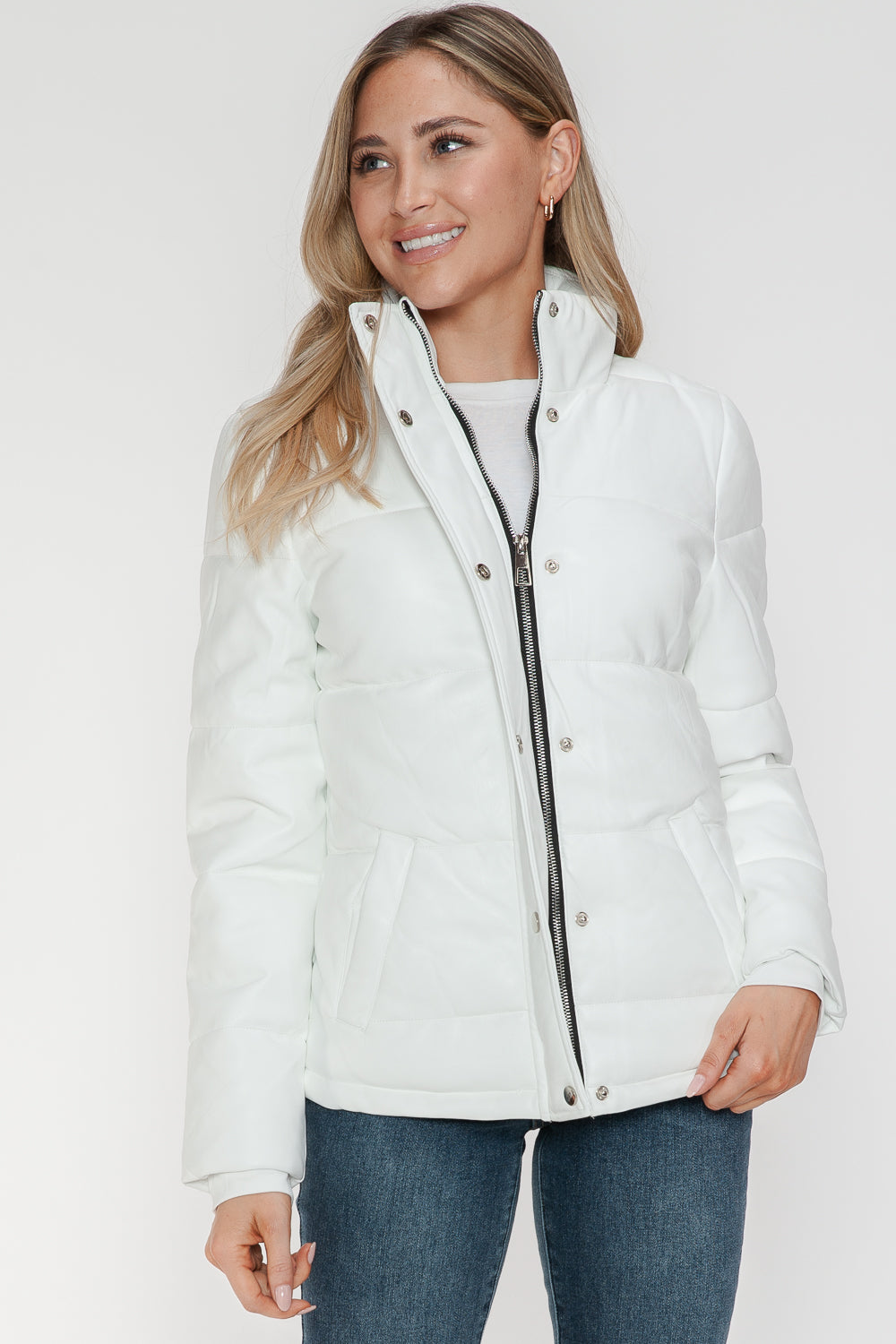 Outfit Flow - YMI Pocketed Zip Up Turtleneck Puffer Jacket