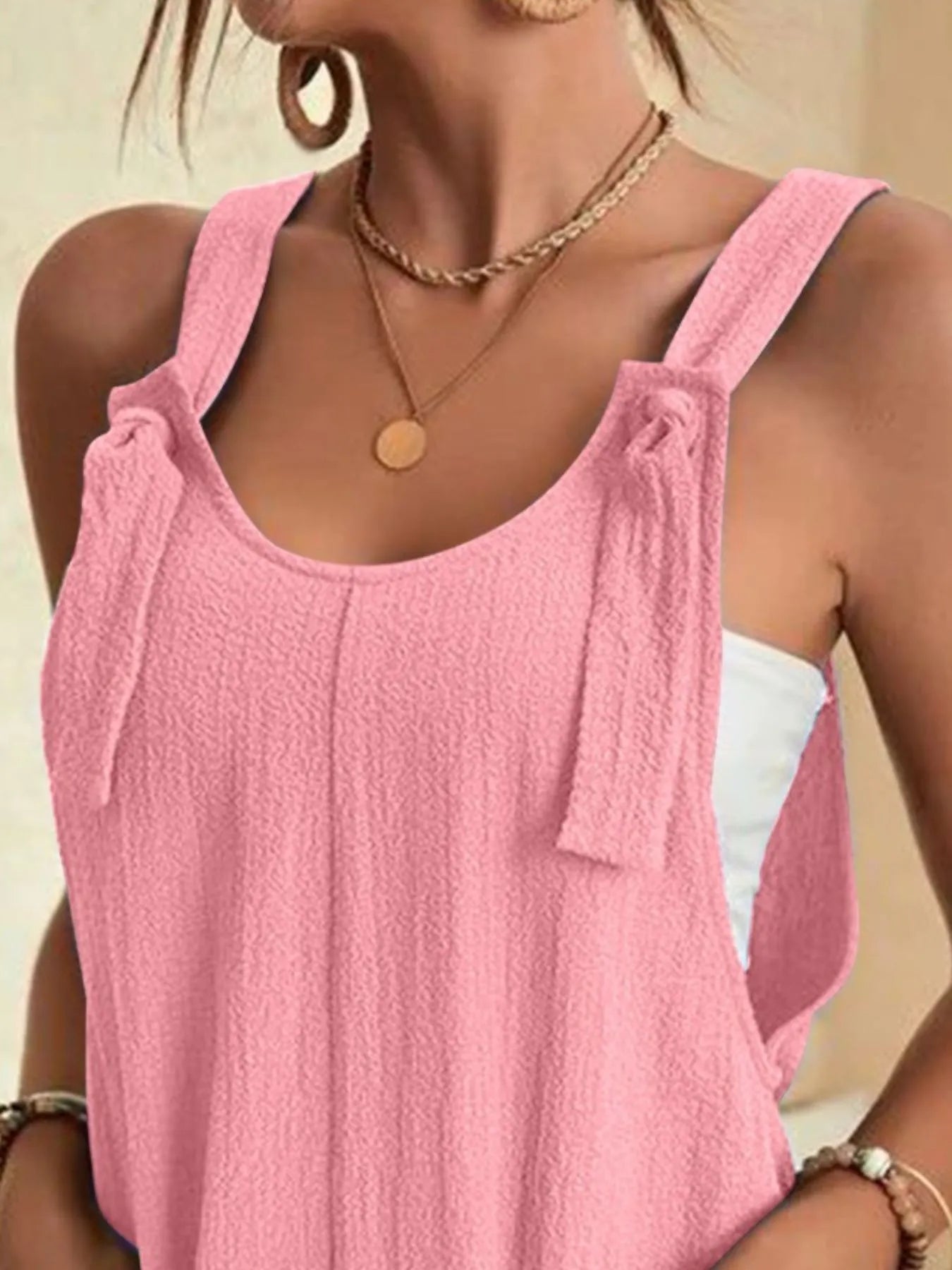 Full Size Knot Strap Romper with Pockets Plus Size OutfitFlow
