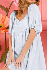 BiBi Washed Linen Tiered Midi Dress with Puff Sleeves OutfitFlow
