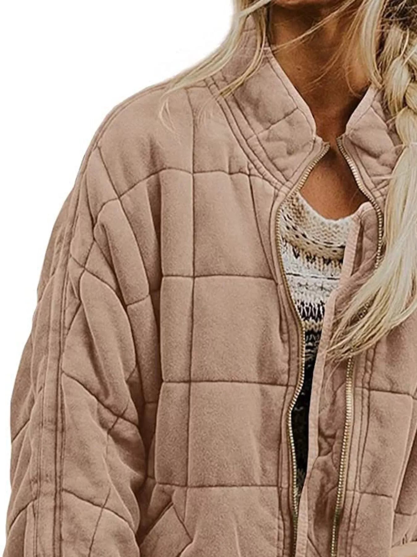 Quilted Zip Up Outerwear Trendsi