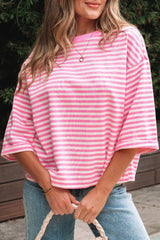 Striped Tie-Back Blouse with Cutout Detail OutfitFlow