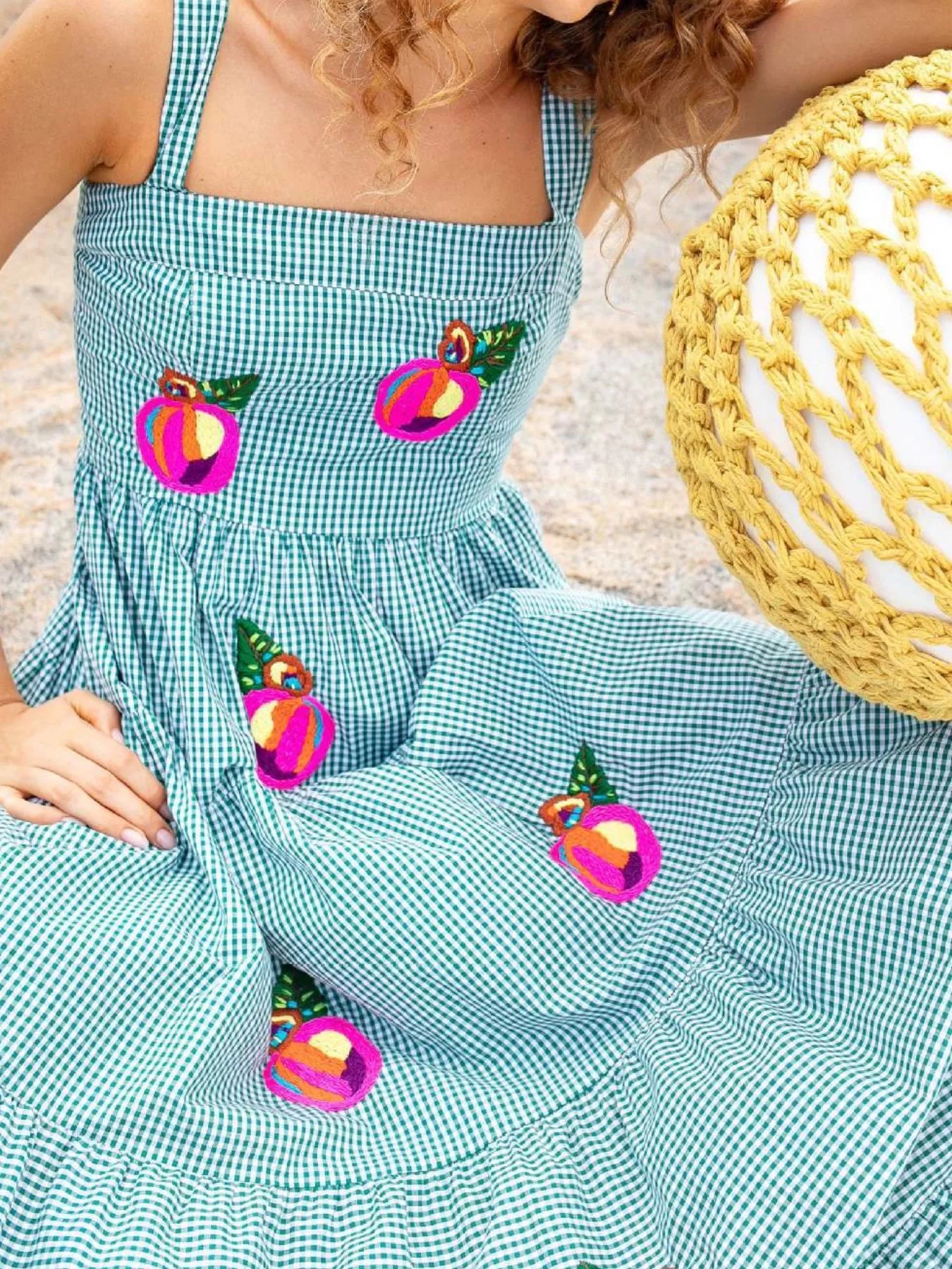 Embroidered Square Neck Tiered Maxi Cami Dress Teal OutfitFlow