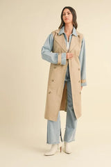 MABLE Layered Look Trench Coat With Denim Jacket Trendsi