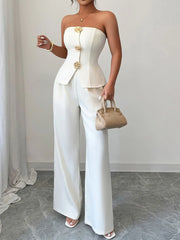 Tube Top and Wide Leg Pants Set OutfitFlow