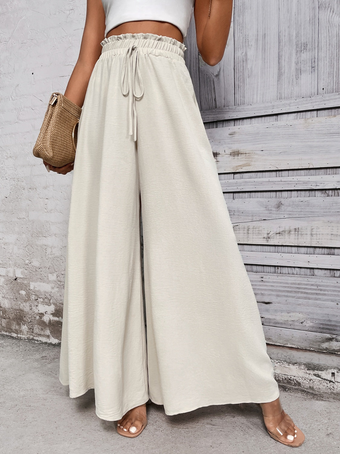 Outfit Flow - Honey Tied High Waist Wide Leg Pants