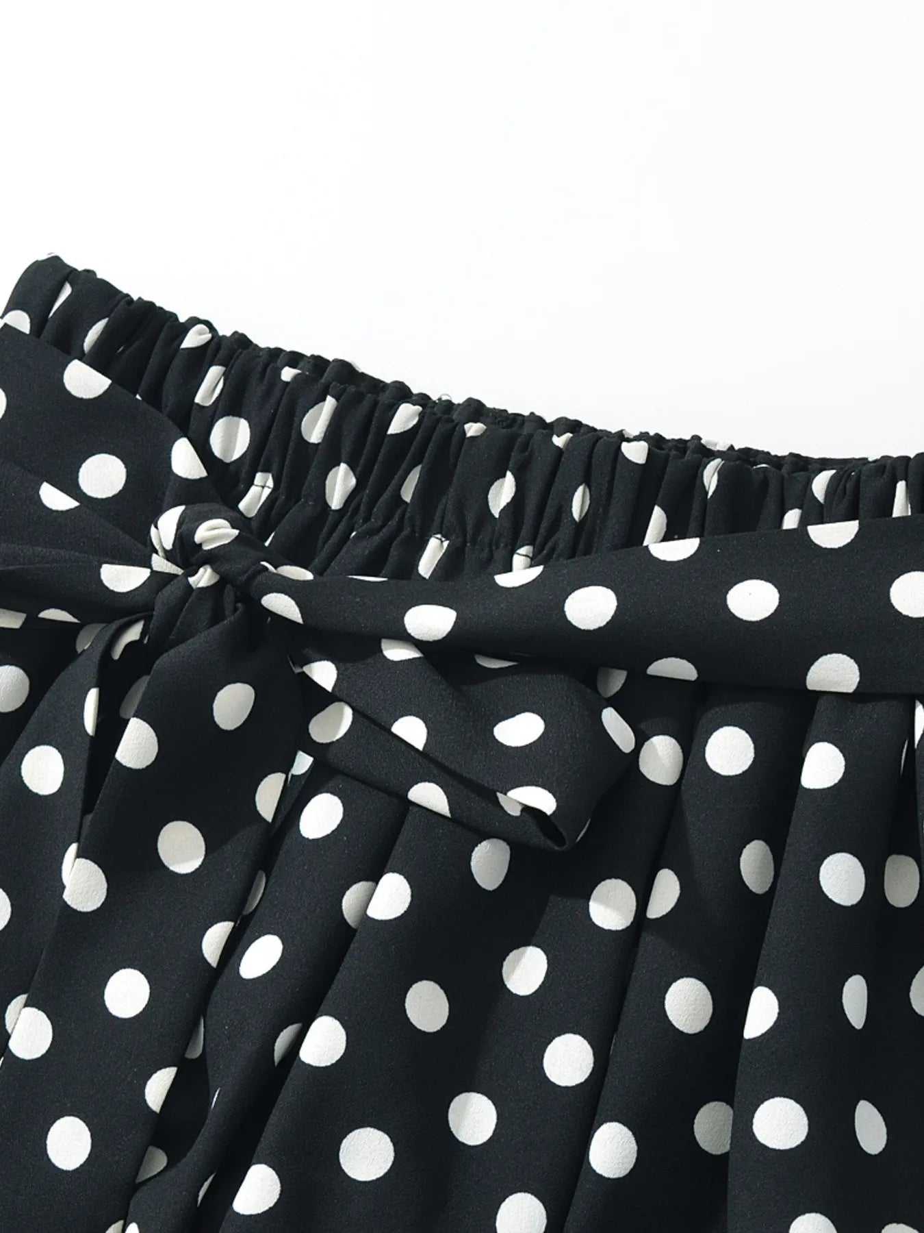 Polka Dot One-Shoulder Top and Mini Skirt Set OutfitFlow