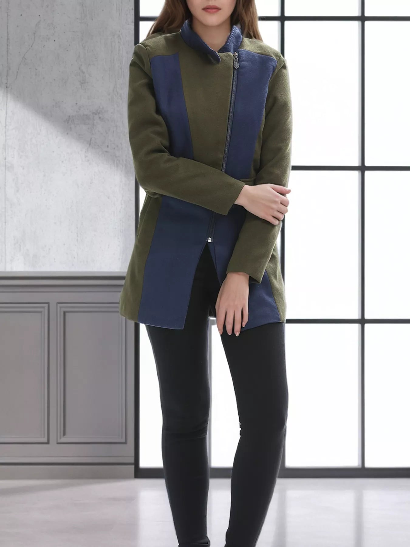 Color Block Zip Up Outerwear OutfitFlow