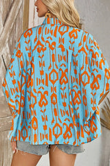 Abstract Print Dolman Short Sleeve Western Loose Shirt OutfitFlow