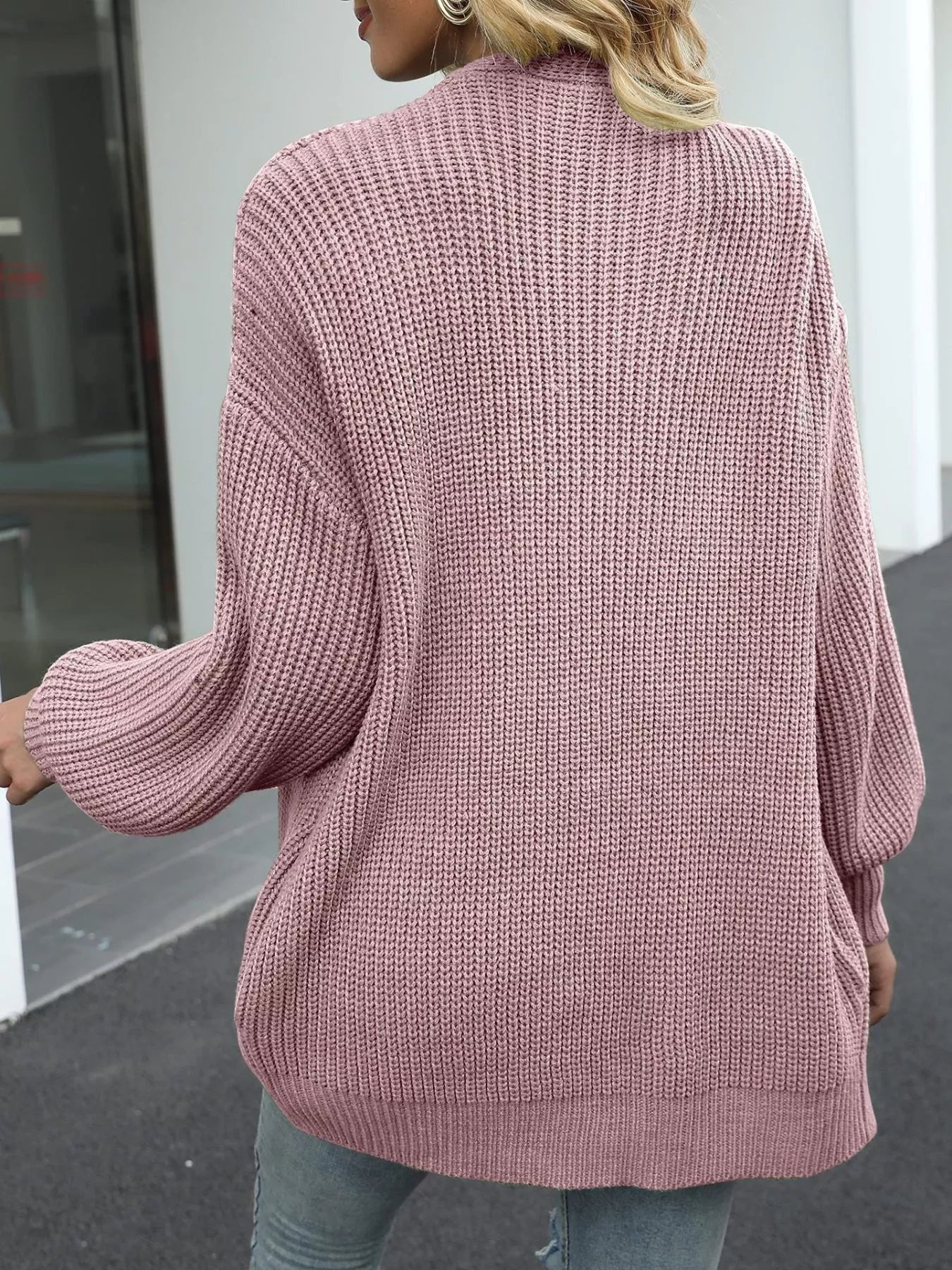 Oversized Chunky Knit Open Front Cardigan OutfitFlow