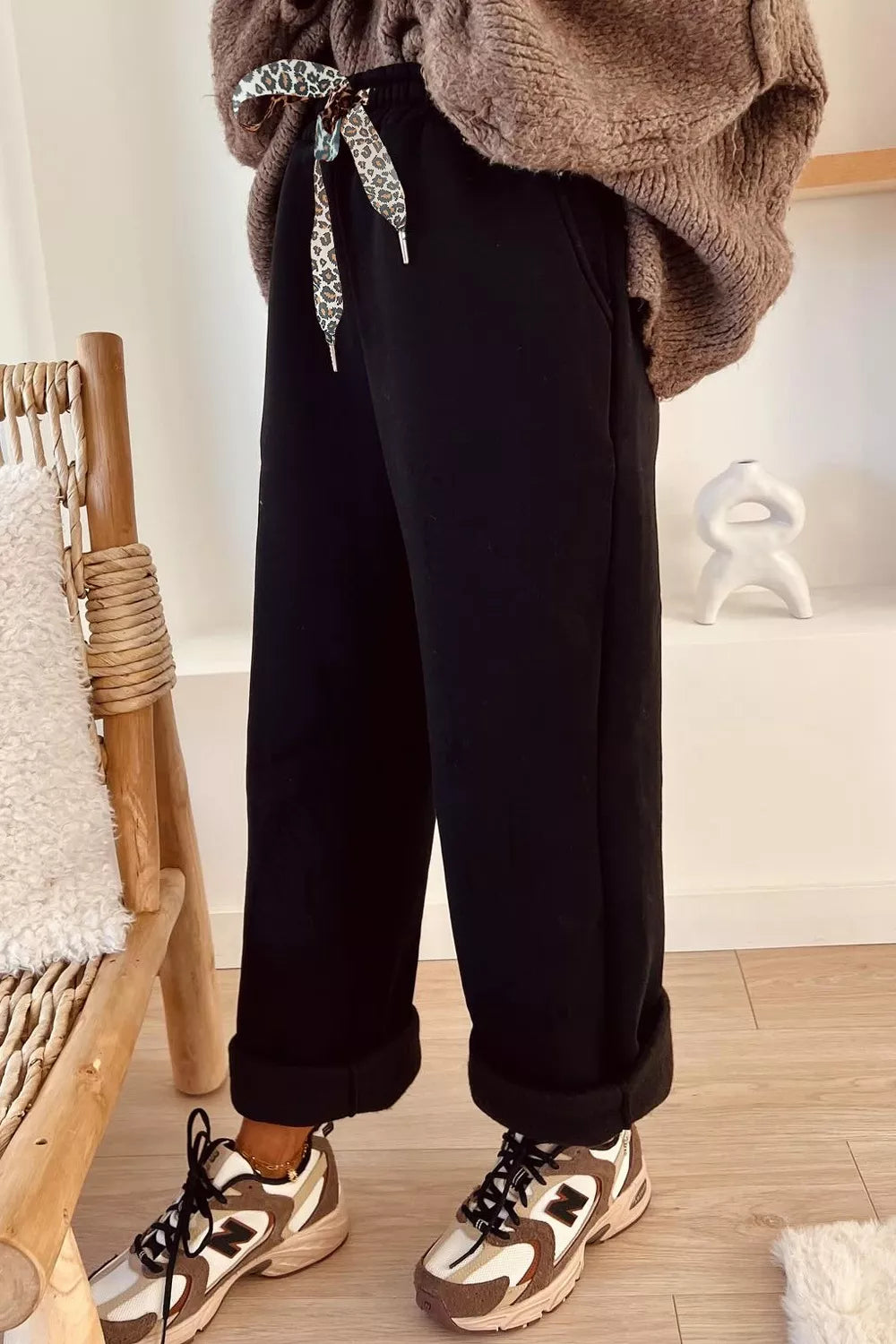High-Waisted Straight Pants with Drawstring OutfitFlow